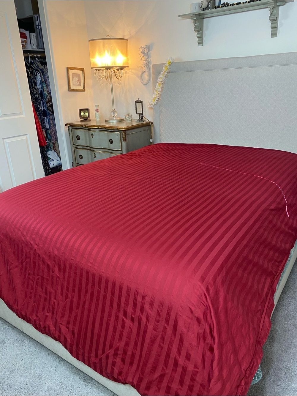 Wamsutta Red Striped Duvet Cover Damask